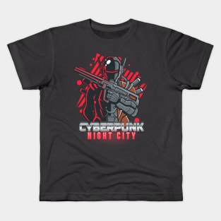 Cyberpunk Night City Gunner Kids T-Shirt